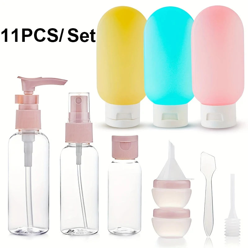 11Pcs refillable travel bottle set for toiletries, leak-proof travel size containers - travel accessories for easy packaging Qme