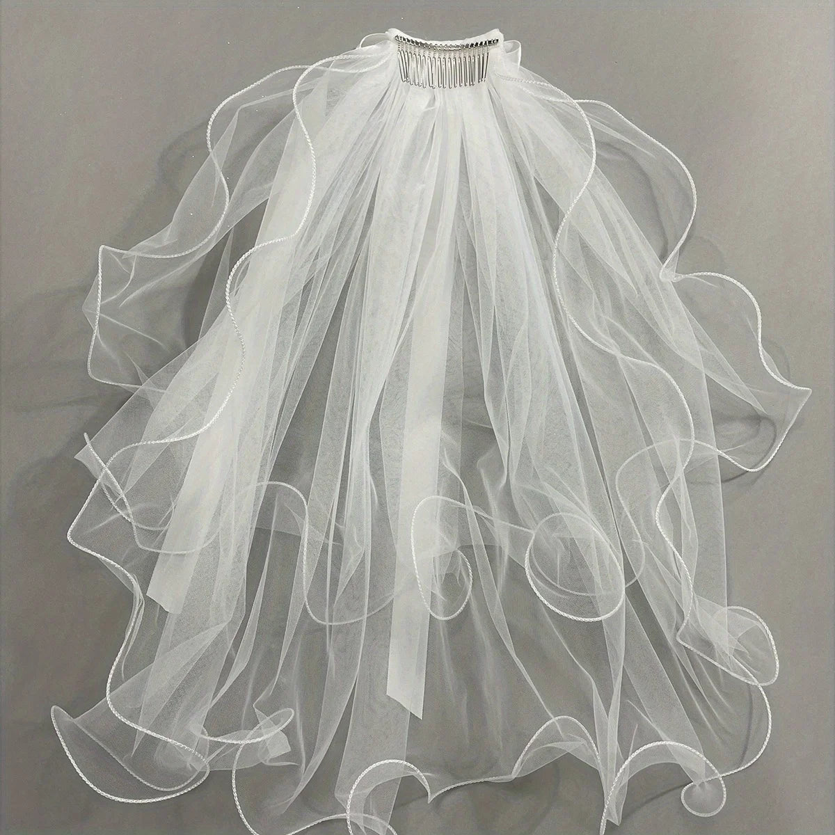 Bridal Veil Bachelorette Party White Bow Wedding Veil Elegant Tulle Layer Hair Clip for Women and Girls Qme