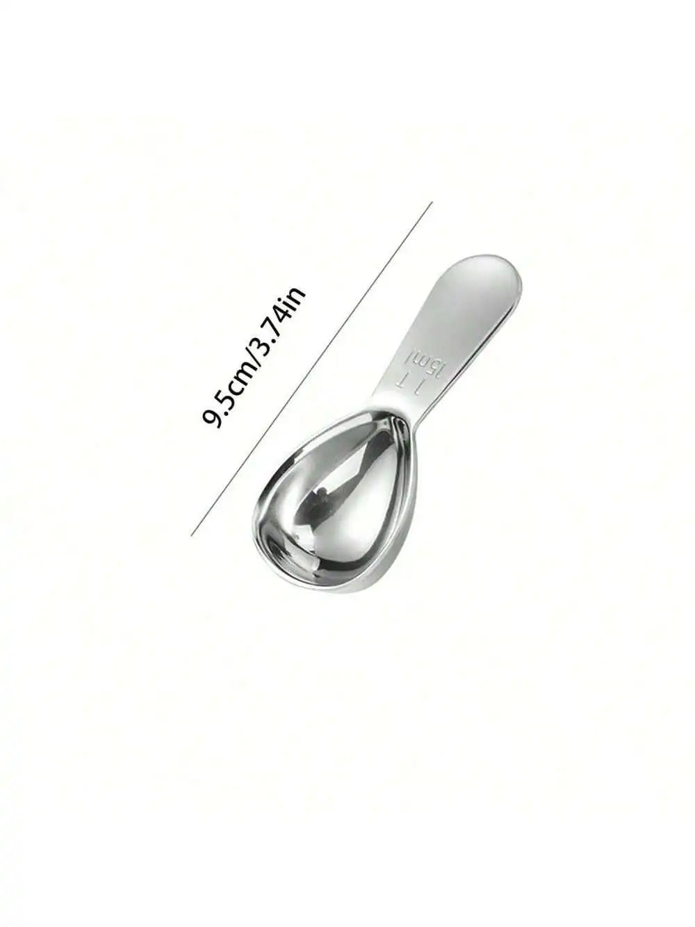 Stainless Steel Short Handle Coffee Measuring Spoon Scale Marks Qme silvery