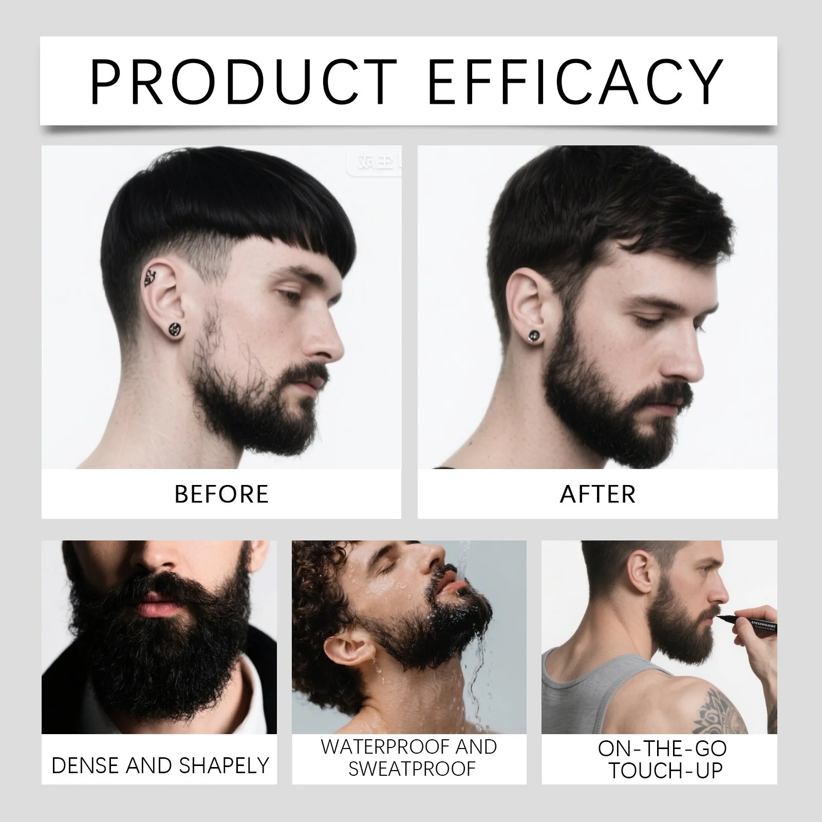 Instant Beard Filler Pen With Brush Comb Disposable Waterproof Moustache Beard Coloring Pen Filling Enhancer Hair Beard Stuffing Qme