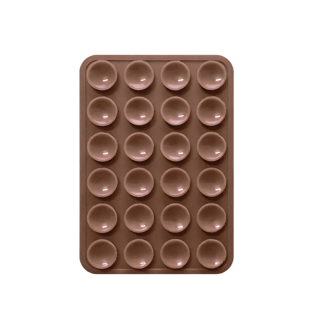 Double-Sided Suction Cup Phone Mount, Silicone Suction Phone Case Adhesive Sticky Phone Grip Hands-Free Phone Grip Phone Stand Qme Coffee Brown
