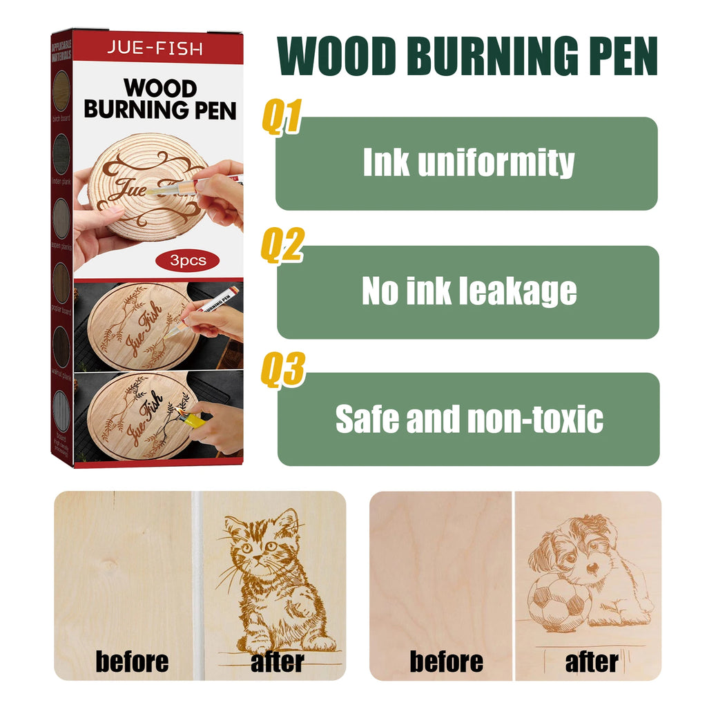Wood Burning Pen Quickly Depict Beautiful Patterns Handmade Wood DIY Ink Evenly Distributed Safe Ingredient Wood Burning Pen Set Qme