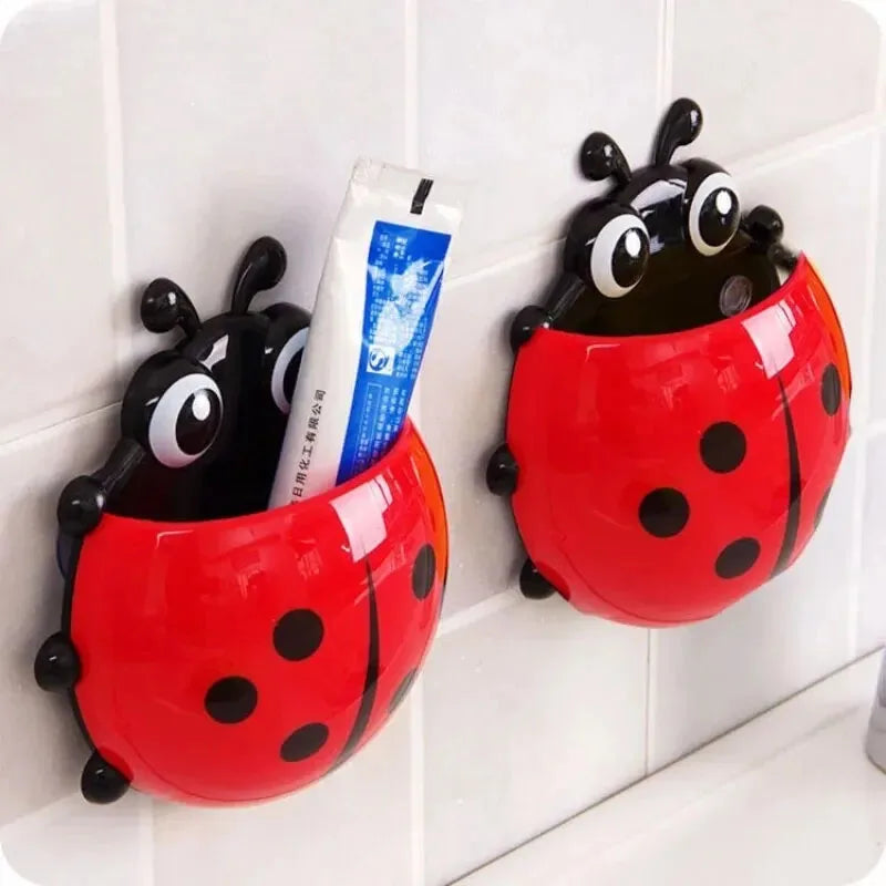 1/2/4Pcs Toothbrush Holder Cute Ladybug Shape Suction Cup Creative Toothbrush Rack Bathroom No-punching Storage Shelf Qme