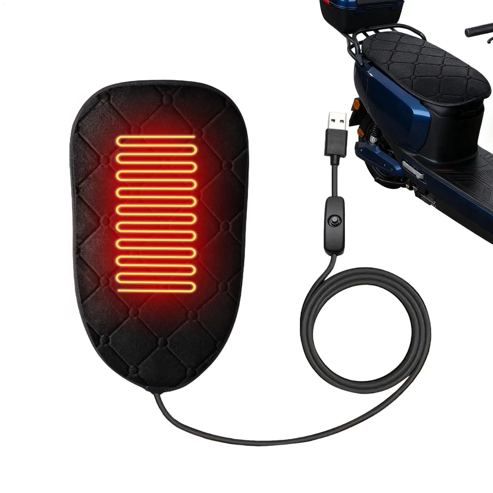 Motorcycle Seat Cushion Motorbike Heating Seat Pad Cold Weather Scooter Cushion for Dirt Bike ATV Snowmobile Road Trip Touring Qme