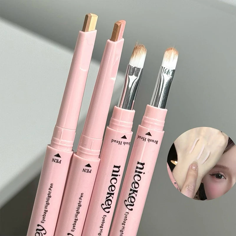 NICEKEY Two-tone Paste Lying Silkworm Pen Under Eye Liner Brighten Shadow Pencil Makeup Nude Pink Beige Eyeliner Pen Contouring Qme