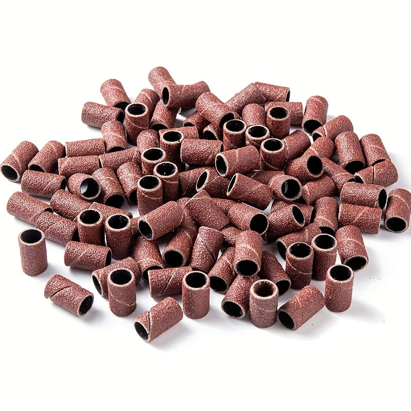 Mounted Sanding Drum Set Aluminum Oxide Sand Band on Rubber Mandrel Shank Rotary Tool Sanding Head for Wood Metal Polishing Qme