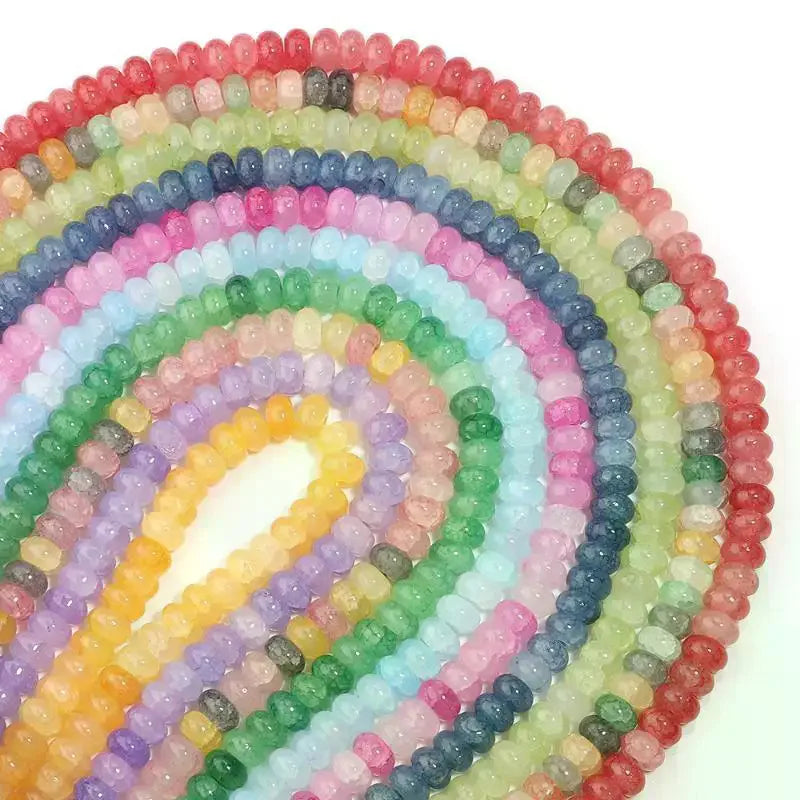 5x8mm Colorful Loose Glass Beads Abacus Flat Round Style for DIY Jewelry Making Home Craft Activities Qme