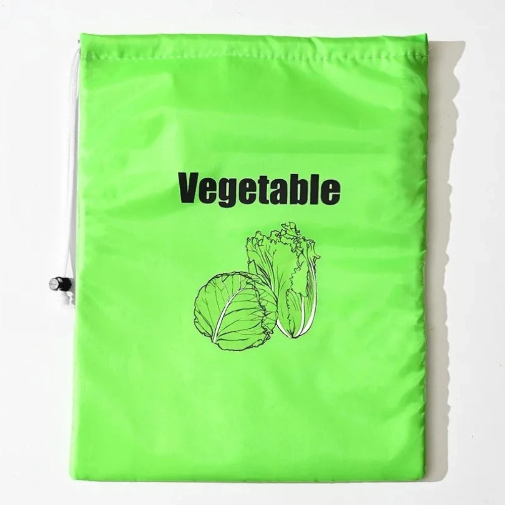 Food Fresh Keeping Drawstring Pocket Reusable Fruit Vegetable Storage Bag Household Produce Organizer Bundle Pouch Qme