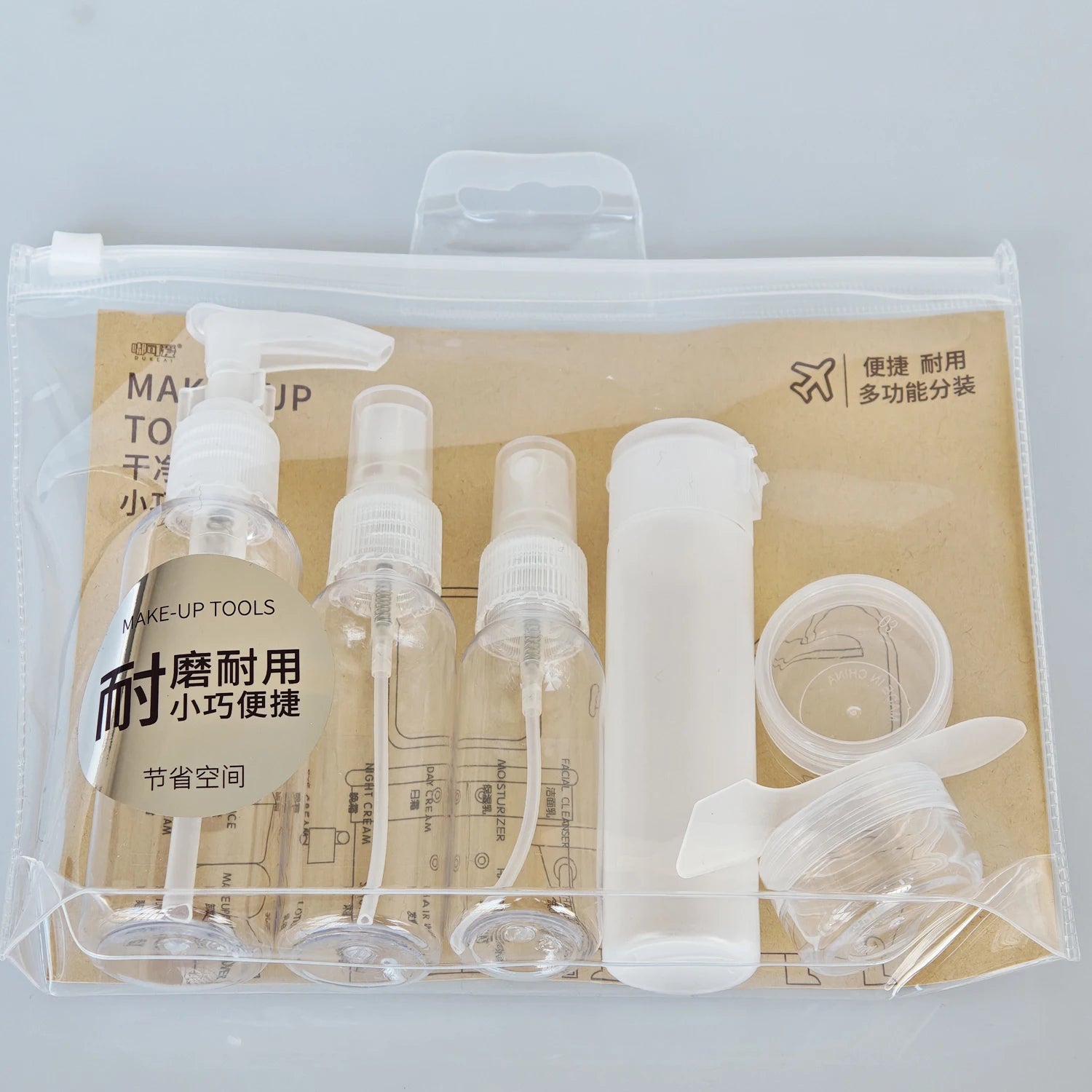 Travel Liquid Container Portable Tool Perfume Bottle Set Refillable Spray Lotion Shampoo Shower Tube Bottling Qme 6Pcs