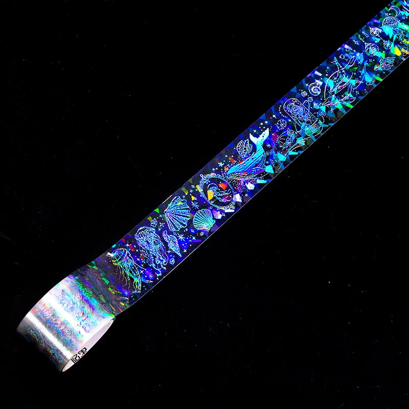 3cm*2M Laser Reflective Transparent Stickers Cool Diy Decorative Labels Scrapbooking Collage Material Diary Stationery Tape Qme A