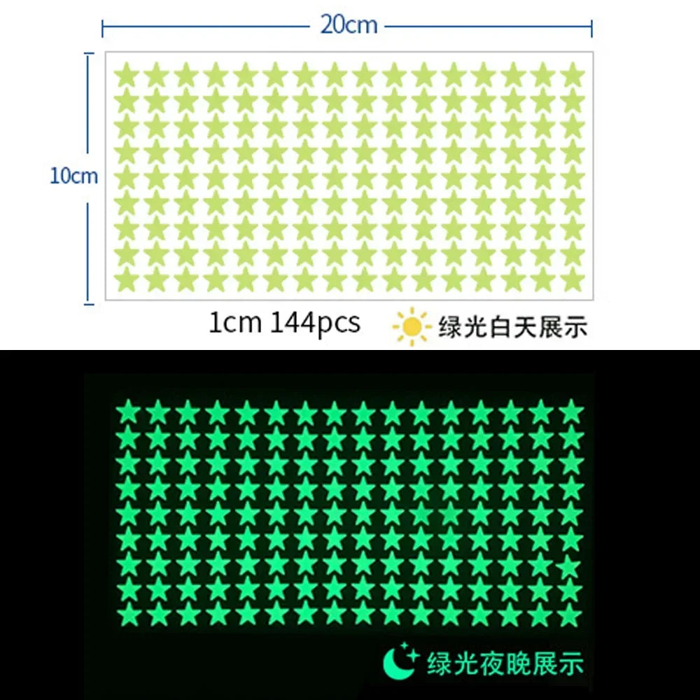 Luminous Wall Stickers Kids Rooms Dots Stars Ceiling Decals Glowing Qme 1CM 144 stars