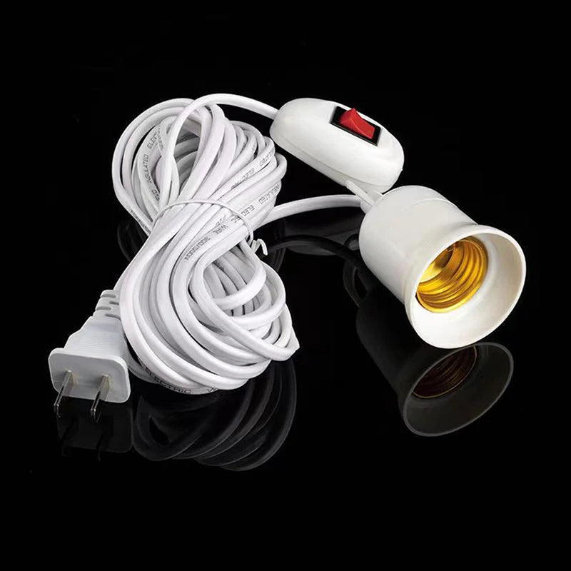 E27 Suspension Universal Screw Socket With Switch Lamp Plug Holder Adapter Converter With Switch Lamp 2.3m Wire Length. Qme