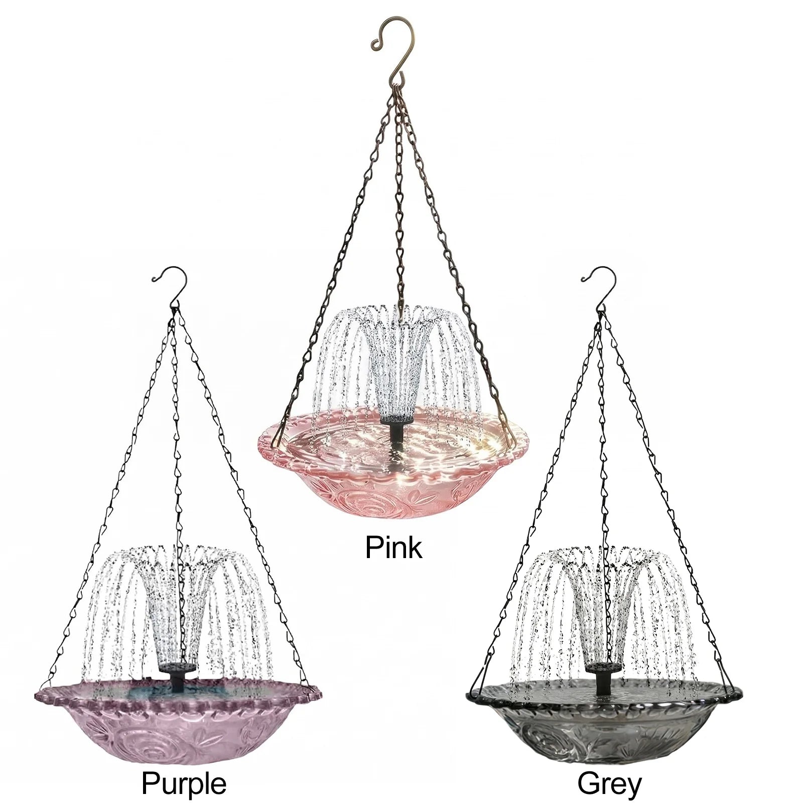 Bird Bath Bowl with Solar Powered Pump Wildlife Feeder Hanging Solar Bird Bath Fountain for Outdoor Garden Backyard Patio Lawn Qme