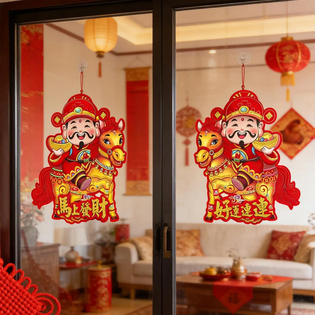 Happy New Year Stickers Blessing Decals Blessing Door Sticker for Family Home Spring Festival Lunar New Year Window Decor Qme