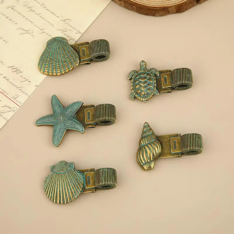 Vintage Sea Turtle Metal Pen Clip Spring Loaded Cute Design Holder Qme