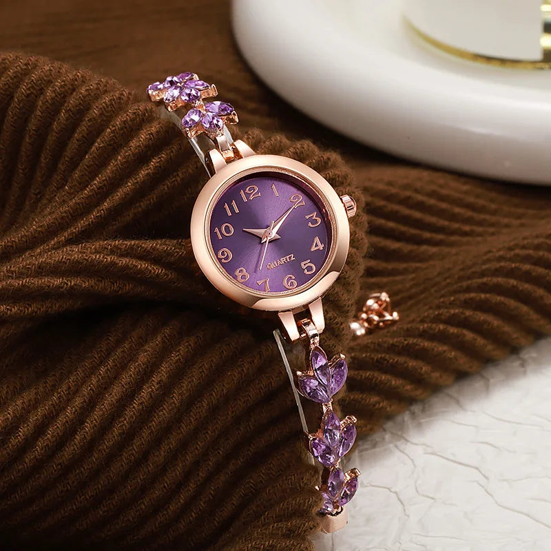 Elegant Arabic Dial Women Watches Luxury Rhinestone Bracelet Strap Ladies Quartz Watch Reloj Mujer Girls Clock Gift（Without Box） Qme