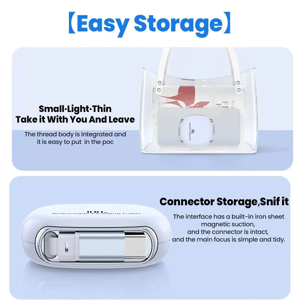 USB C 100W Fast Charging Retractable Cable Type C Mobile Phone Charge Wire Car Kit Portable PD 1M Charge Line For iPhone Realme Qme