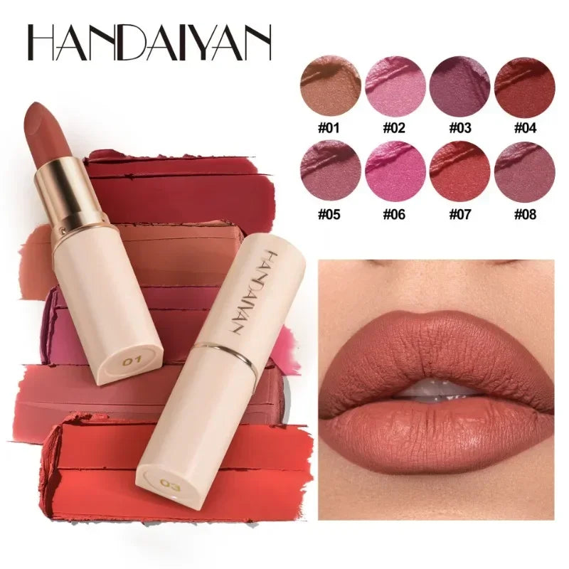 Deep Red Matte Lipstick 8 Colors Waterproof Non-stick Cup Lip Balm Makeup Dark Red Lipsticks Velvet Easy To Color Lips Cosmetics Qme