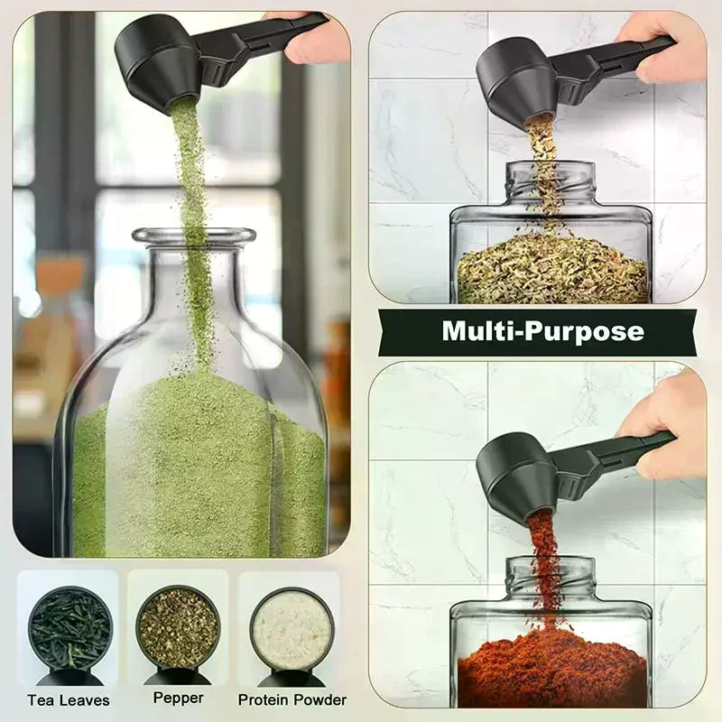 Spill-Proof Coffee Spoons Funnels Sliding Spoon Reusable With Longer Handle Coffee Scoop Measuring Spoon Funnel Kitchen Gadgets Qme
