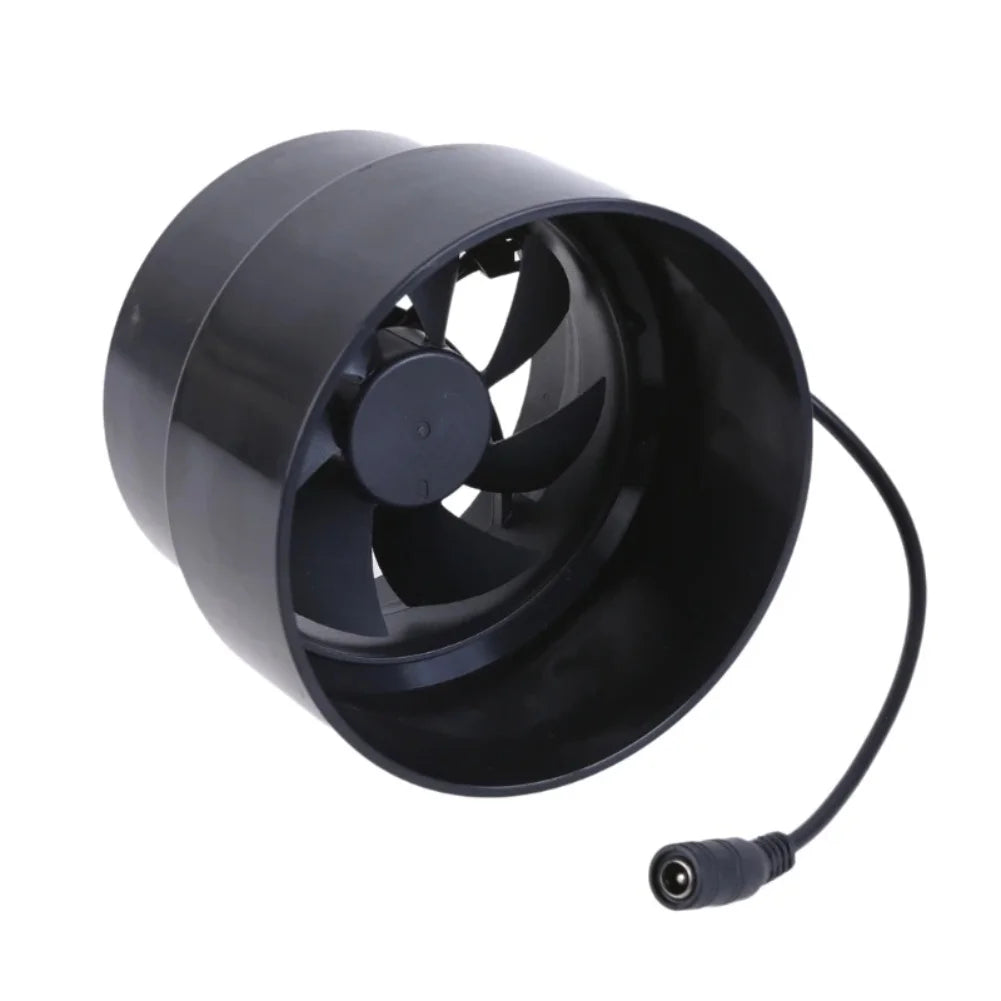 12V Black Duct Fan Ventilation Exhaust Indoor Outdoor Home Kitchen Qme