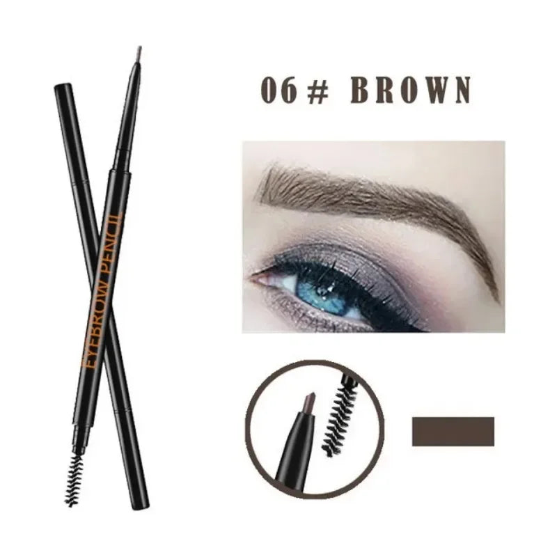 1.5mm Fine Eyebrow Pencil with Double Head Automatic Rotation, One Line Eyebrow Pencil Waterproof and Makeup Free Makeup Pen Qme 06