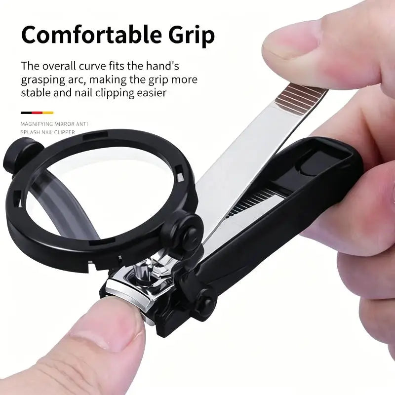 Portable Precision Nail Clipper Magnifying Glass Sharp Fingernail Qme
