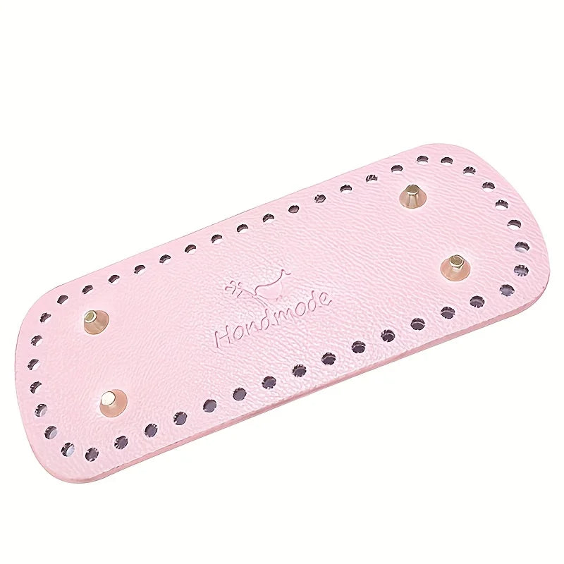 Oval PU Leather Bag Base for Crochet Knitting - DIY Handbag Bottom Plate with Holes Qme Pink