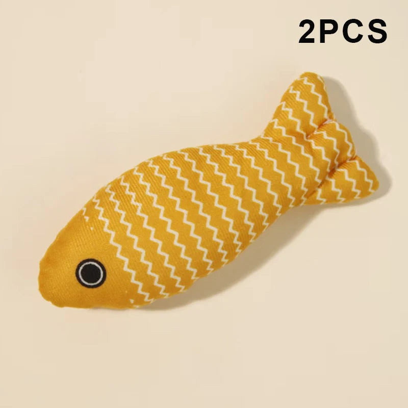 2 Kitten Teeth Grinding Pillow Chewing Toy Claws Thumb Bite Pet Fish Qme A7