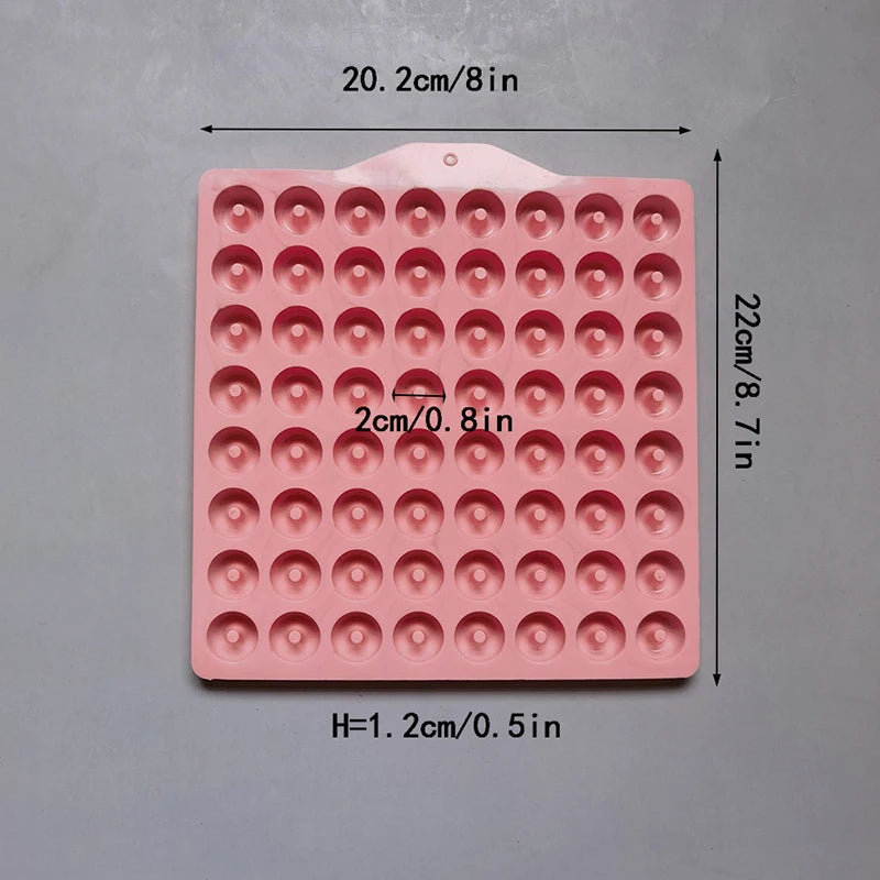 ^1Pc 64Cavities Mini Doughnut Silicone Molds DIY Chocolate Candy Mold for Muffin Jelly Gummy Hard Candies Baking Mould Qme