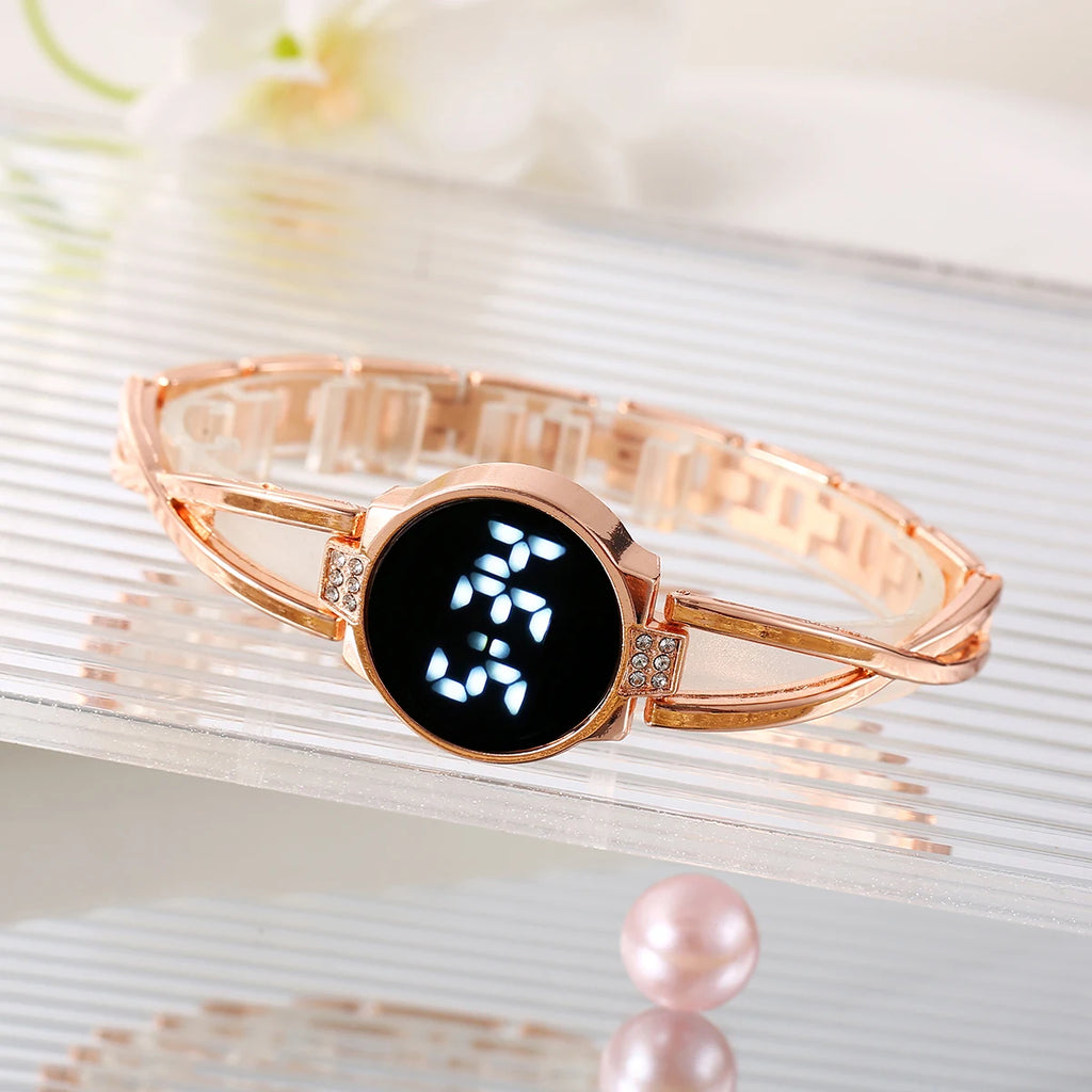 Korean version LED fashion watch touch women's style decorative steel strip electronic student women's bracelet watch Qme