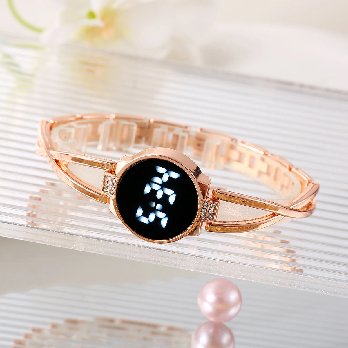 Korean version LED fashion watch touch women's style decorative steel strip electronic student women's bracelet watch Qme