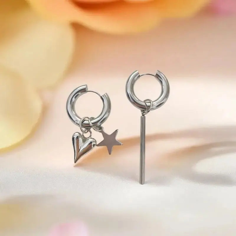 Punk Long Heart Star Pendant Earrings Women Simple Fashion Geometric Qme
