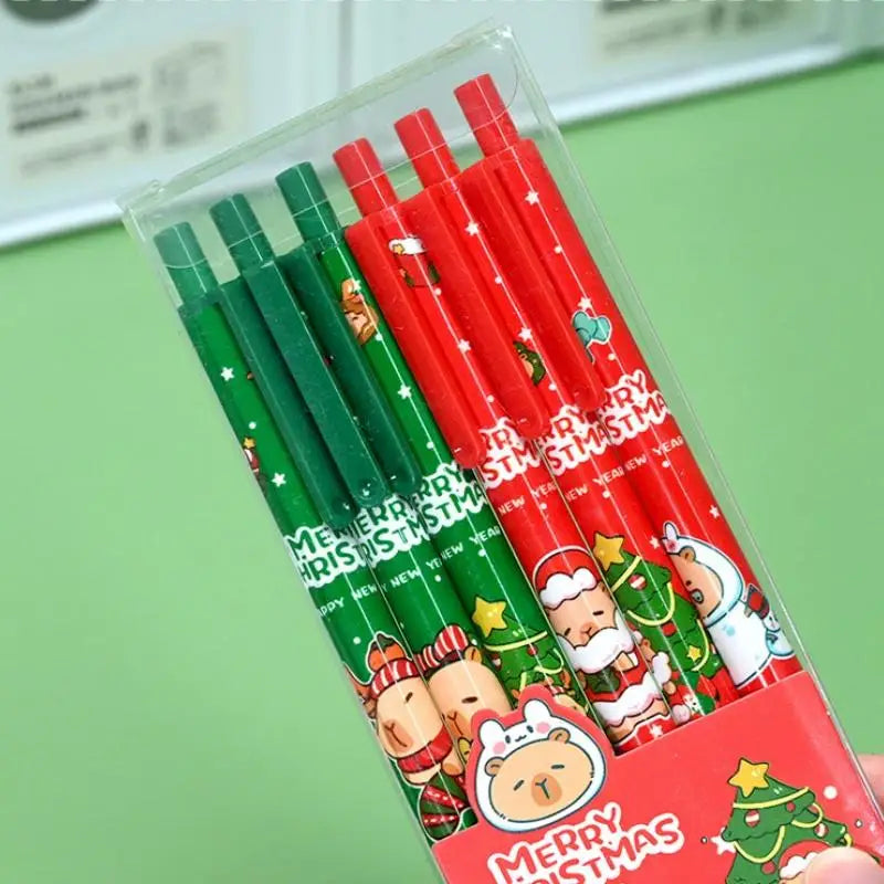 Cute Christmas Capybara Pens Cartoon Santa Claus Snowman Elk Pressing Qme
