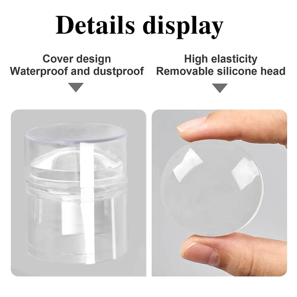 Nail Stamper French Art Clear Silicone Stamping Scraper Round Qme
