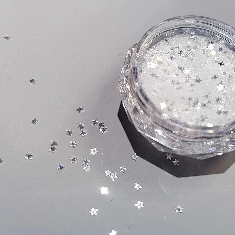 Mini Sparkling Star Nail Glitter Pentagram Decoration Salon Design Qme White