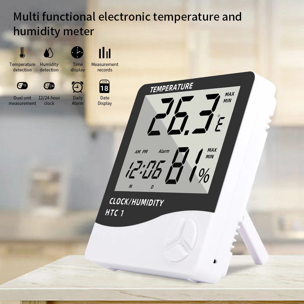 HTC-1 HTC-2 LCD Electronic Digital Temperature Humidity Meter Home Qme