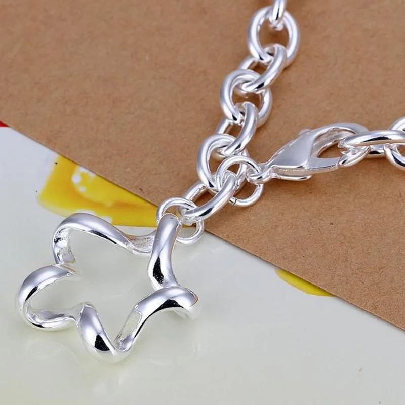 Popular Brands Beautiful Star Pendant 925 Sterling Silver Bracelets for Woman Classic Wedding Party Gifts Fashion Jewelry Qme
