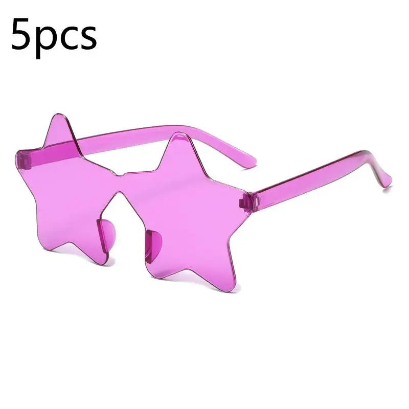 Star Shaped Rimless Sunglasses Colorful Transparent Party Glasses Qme A14