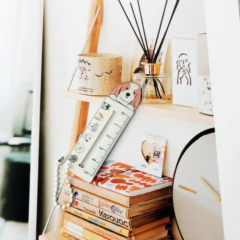Cute Cartoon Animal Cat Dog Ruler Mini Portable Stationery Pendant Qme A7