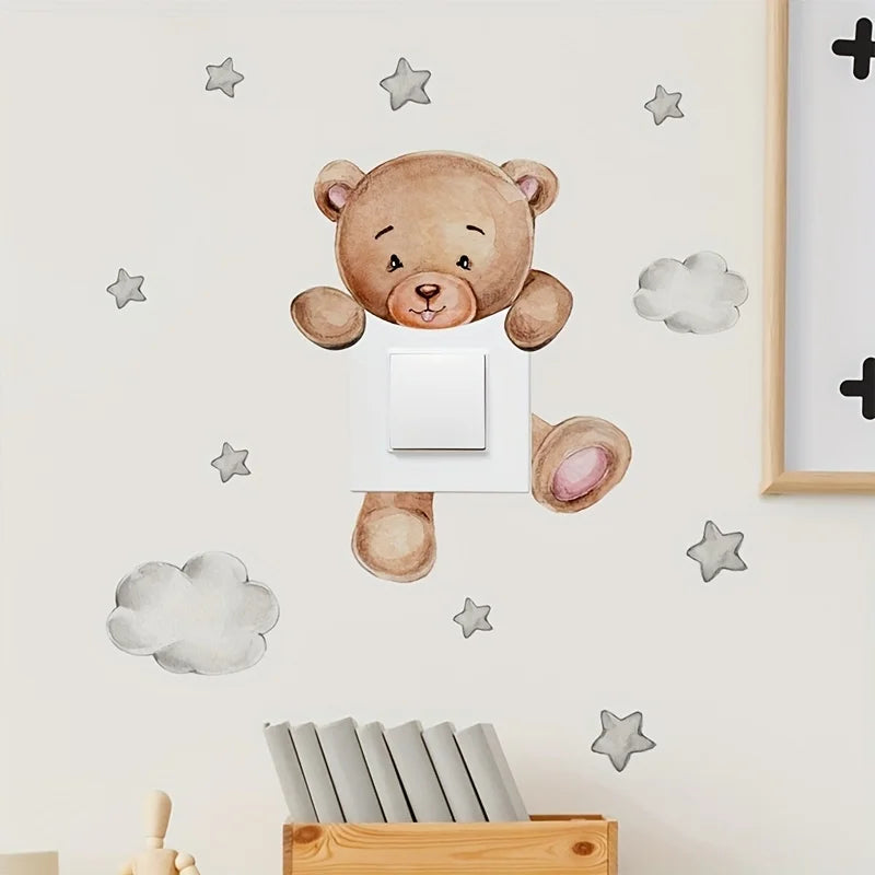 1 Little Bear Giraffe Star Elephant Cloud Switch Wall Stickers Qme
