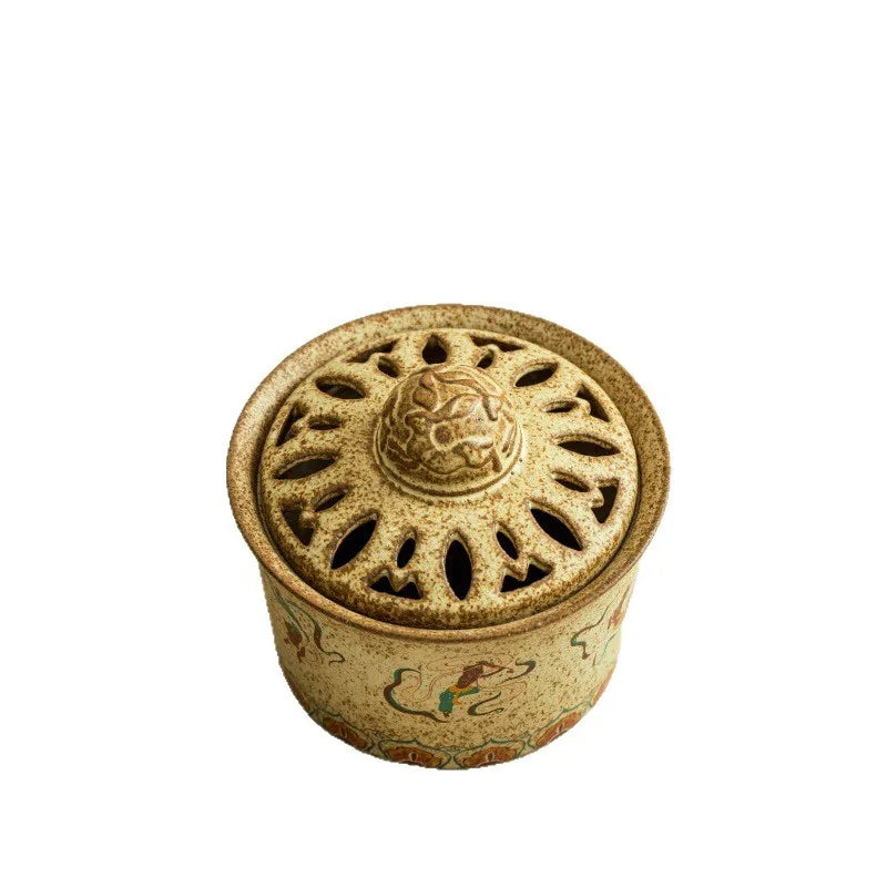 Chinese Retro Ceramic Incense Burner Dunhuang Flying Apsaras Elegant Qme