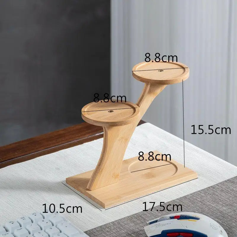 Office Desktop Balcony Decor Organizer 2-Tier Bamboo Stand Shelf Home Qme S