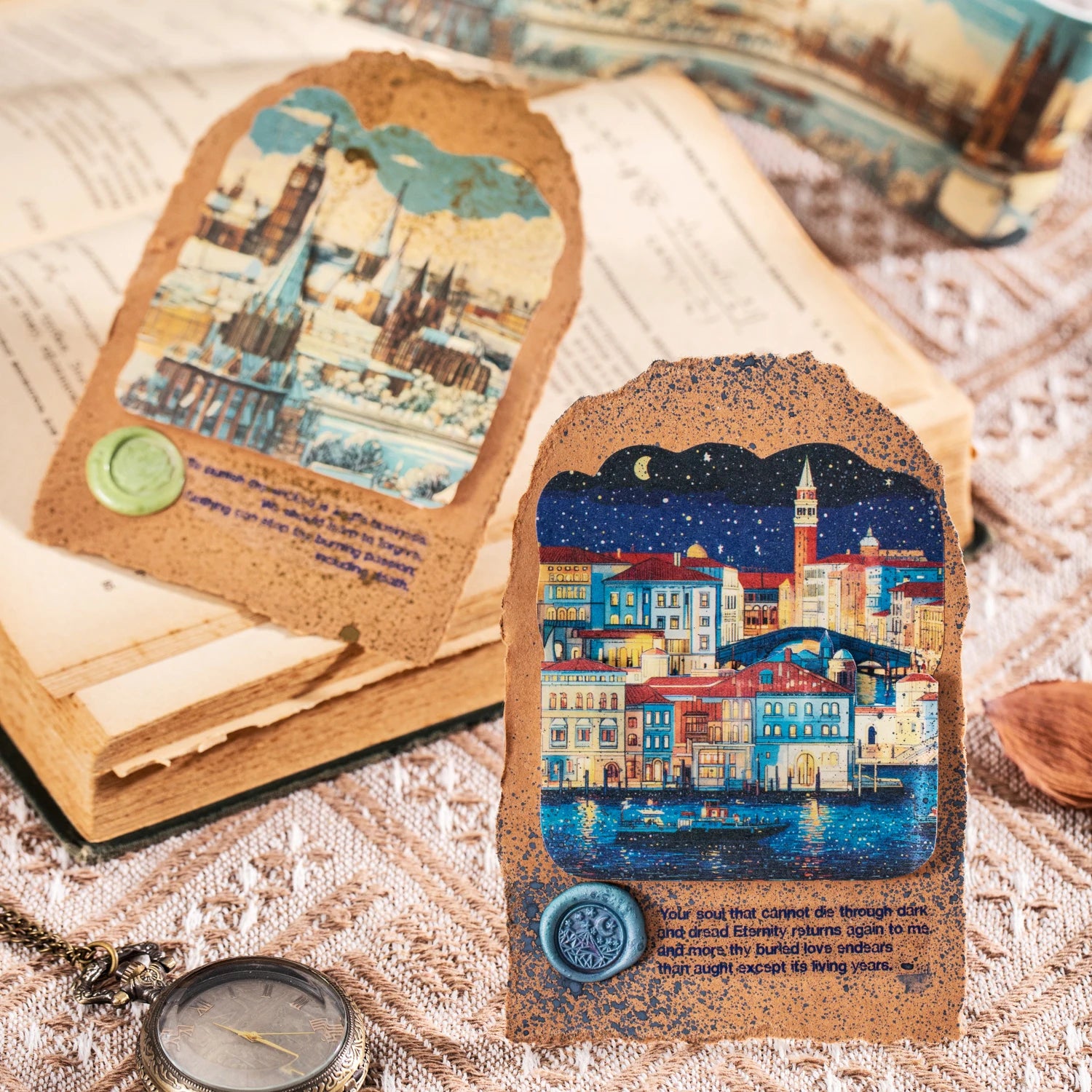 1 Roll European Travel Scenery Theme Washi Tape for Journal Scrapbooking DIY Collage Art Phone Case Decoration Qme