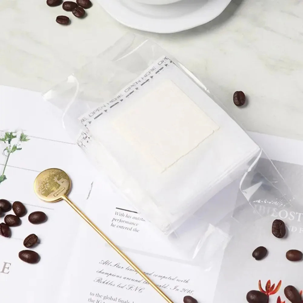 50 Disposable Coffee Filter Bags Drip Paper Hanging Ears Portable Qme