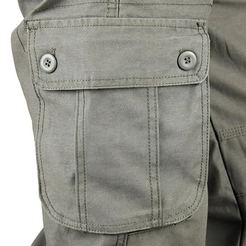 Cargo Pants Men Military Work Overalls Loose Straight Tactical Trousers Multi-Pocket Baggy Casual Cotton Slacks Pants Qme