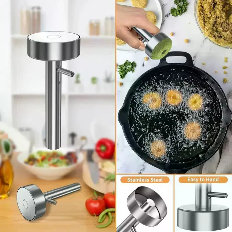 Falafel Spoon With Hole Professional Stainless Steel Spoon Food Grade Non-Stick Falafel Making Tool Meatball Maker Qme