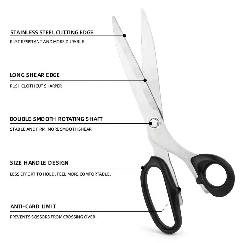 Professional Sewing Scissors Ergonomic Handle Scissors DIY Sewing Tools Handicraft Supplies Tinker Accessories Sissors Tailoring Qme