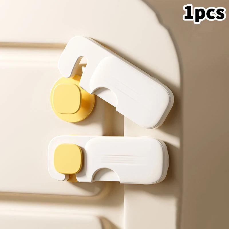 Baby Anti-pinch Hand Cabinet Door Buckle Home Refrigerator Lock Qme Square Yellow
