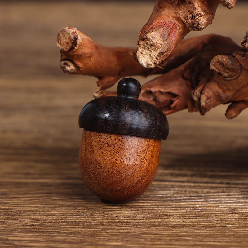 Mini Solid Wood Bottle Holder Pill Case Sandalwood Rescue Container Qme