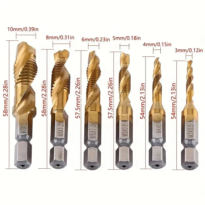 12 pieces 6mm-20mm high-speed steel screw drill set, hexagonal screw drill set, M3-M10 wood-plastic metal screw drill bit Qme